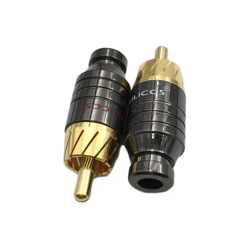Hifi 4 قطعة 5 مللي متر قطر كابل RCA محول القابس الصوتي موصل لحام مطلية بالذهب النحاس Paliccs RCA محول القابس موصل