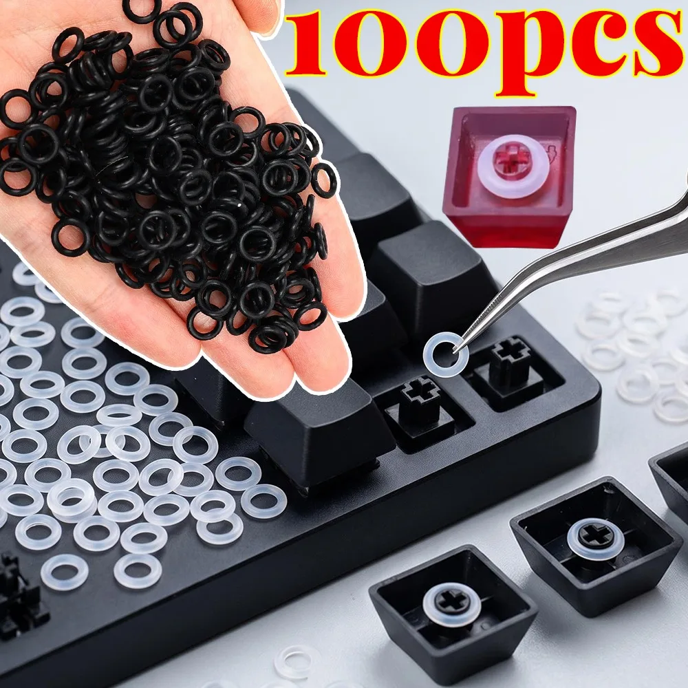 50/100PCS R53C O-Ring Rubber Oring Mechanical Keyboard Switch Dampeners White/Black Sound Reduction Ring for Detachable Keycaps
