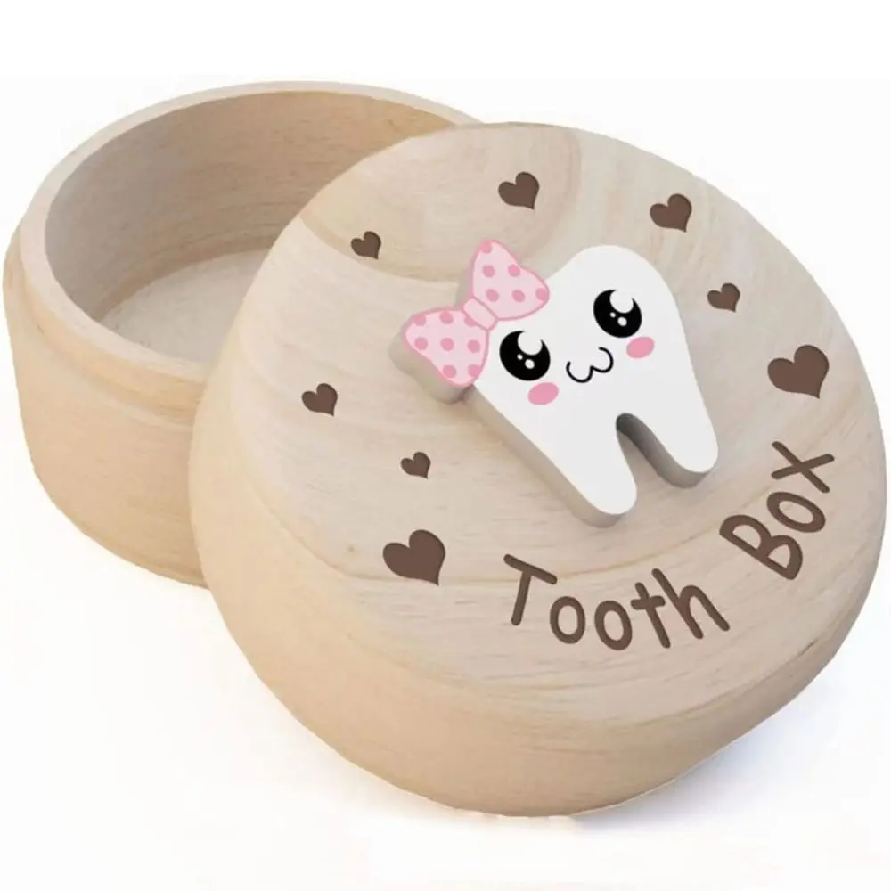Durable Wooden Milk Teeth Organizer Save Gifts High Quality Umbilical Cord Box Collecting Teeth Tooth Storage Box