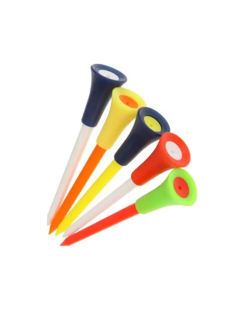 10Pcs Plastic Golf Tees Multi Color 83mm Durable Rubber Cushion Top Golf Ball Holder Golf Accessories