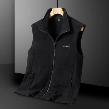 Fashion Autumn Winter New Men's Solid Stand Collar Zipper Plus Velvet Simplicity Casual Loose Sleeveless Cardigan Coat Vest Tops Fashion Autumn Winter New Men's Solid Stand Collar Zipper Plus Velvet Simplicity Casual Loose Sleeveless Cardigan Coat Vest Tops