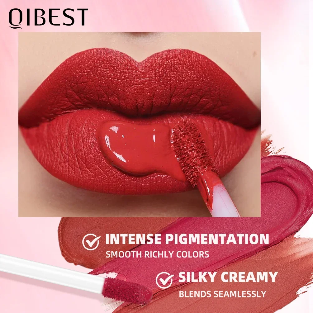 QIBEST Matte Lipgloss Make-up Sets Waterdichte Vloeibare Lipstick Paars Rode Lip Tint Blijvende Lip Glazuur Vlek 6 Kleuren Cosmetische Kits