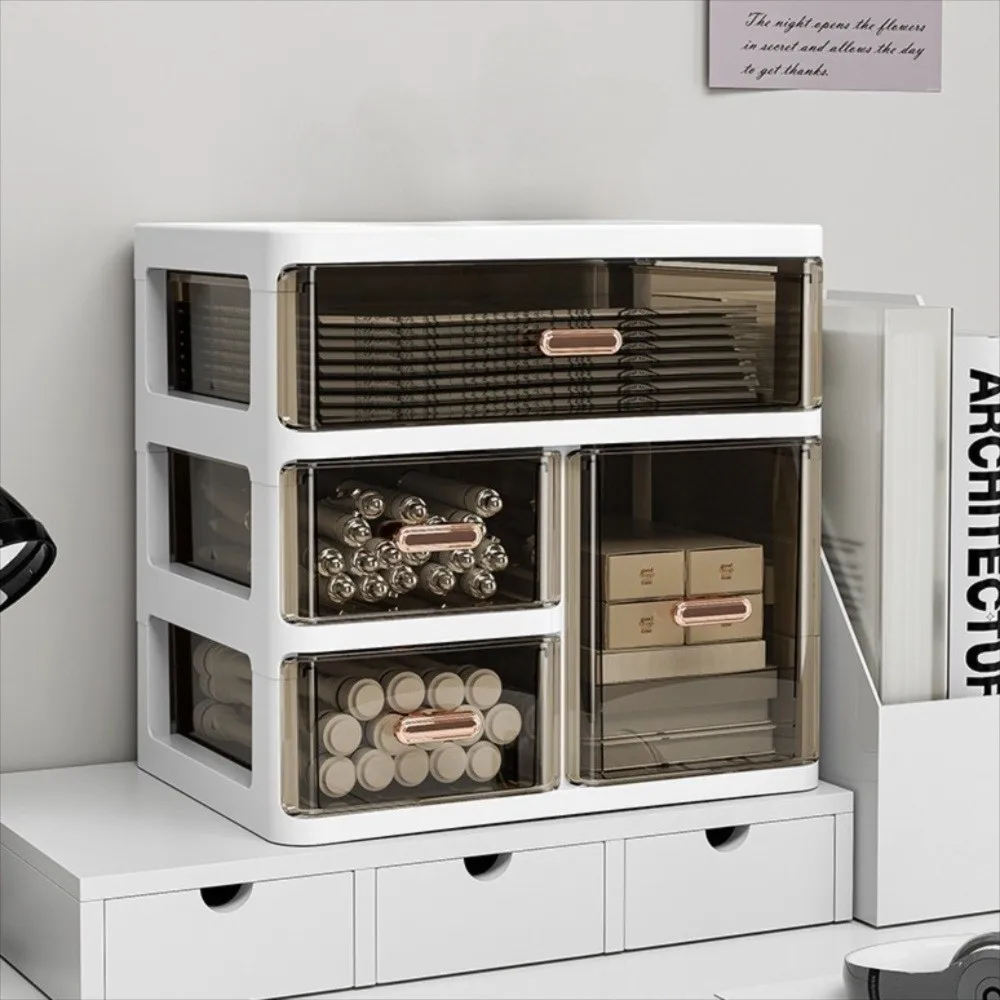 

Large-capacity Desk Organizer Storage Box Dust-proof Clear Cosmetic Storage Box Plastic Display Rack Dormitory Drawer