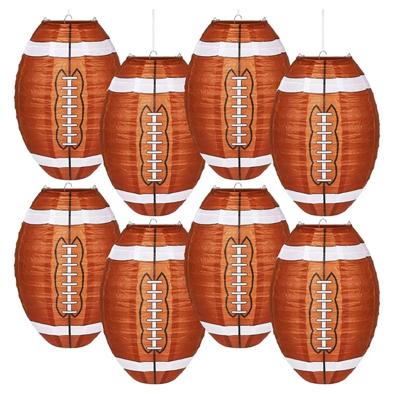 

Pack Of 8 Football Paper Lanterns Accessories Easy To Hanging Decoration For Kids Birthday And Sports Theme Parties Q0KF