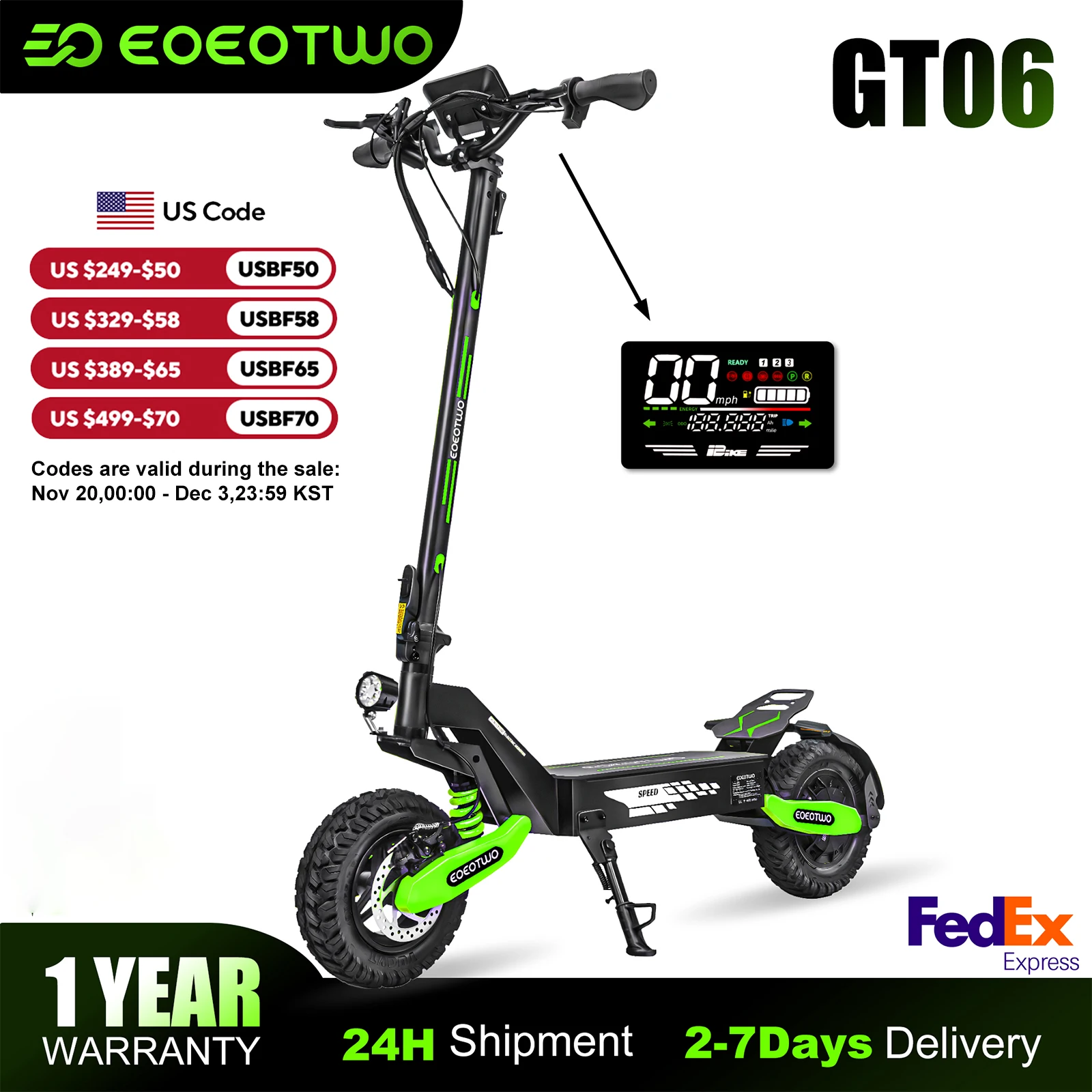 

EOEOTWO GT06 Electric Scooter Adults,1200W Motor,E-Scooter 28Mph&40Miles Range,11'' All-Terrain Tire Scooter+1 Year Warranty