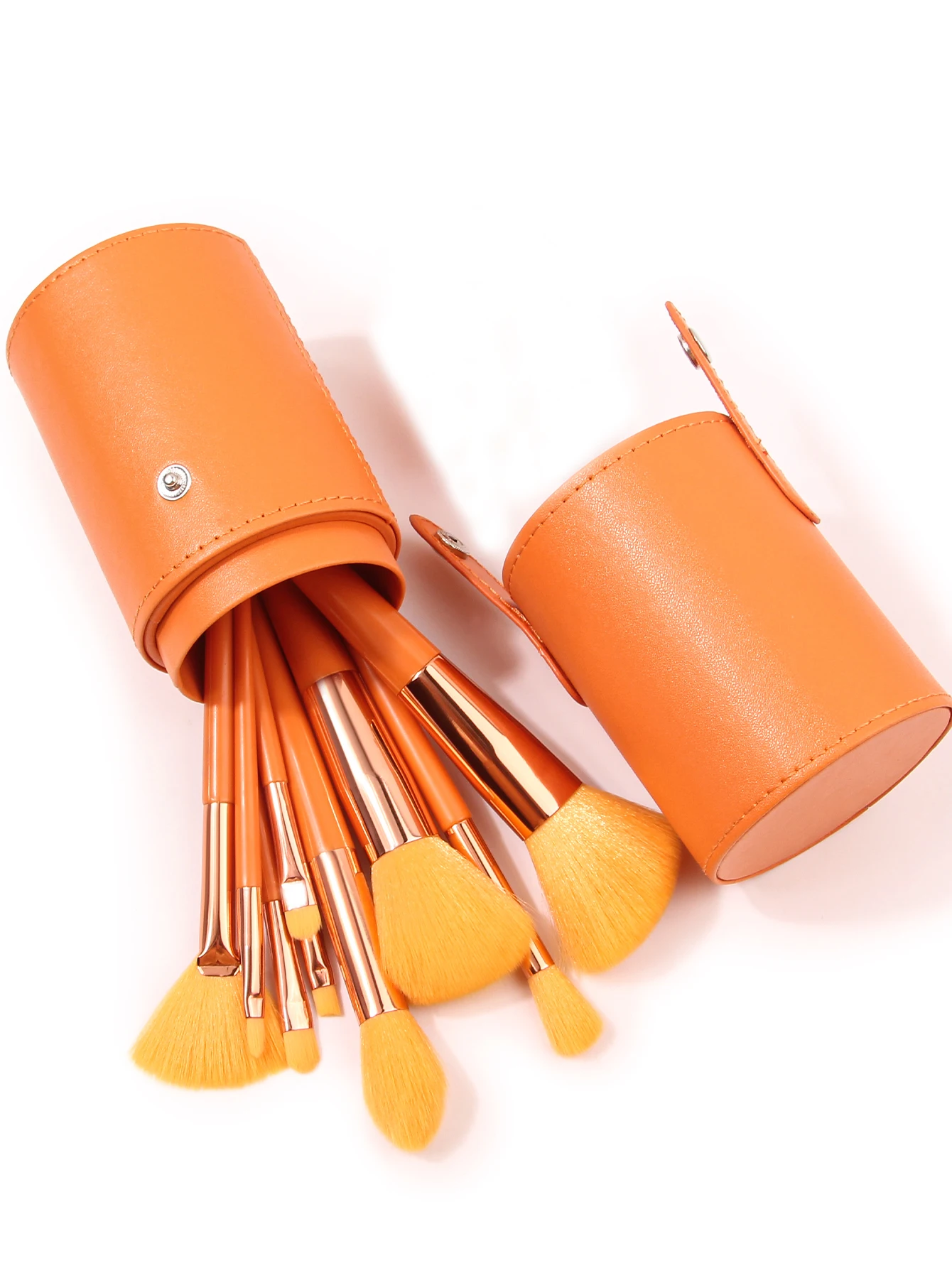Set di pennelli per trucco arancione di alta qualità set di pennelli plus secchio portaoggetti coperchio antipolvere impermeabile kit per trucco multiuso portatile