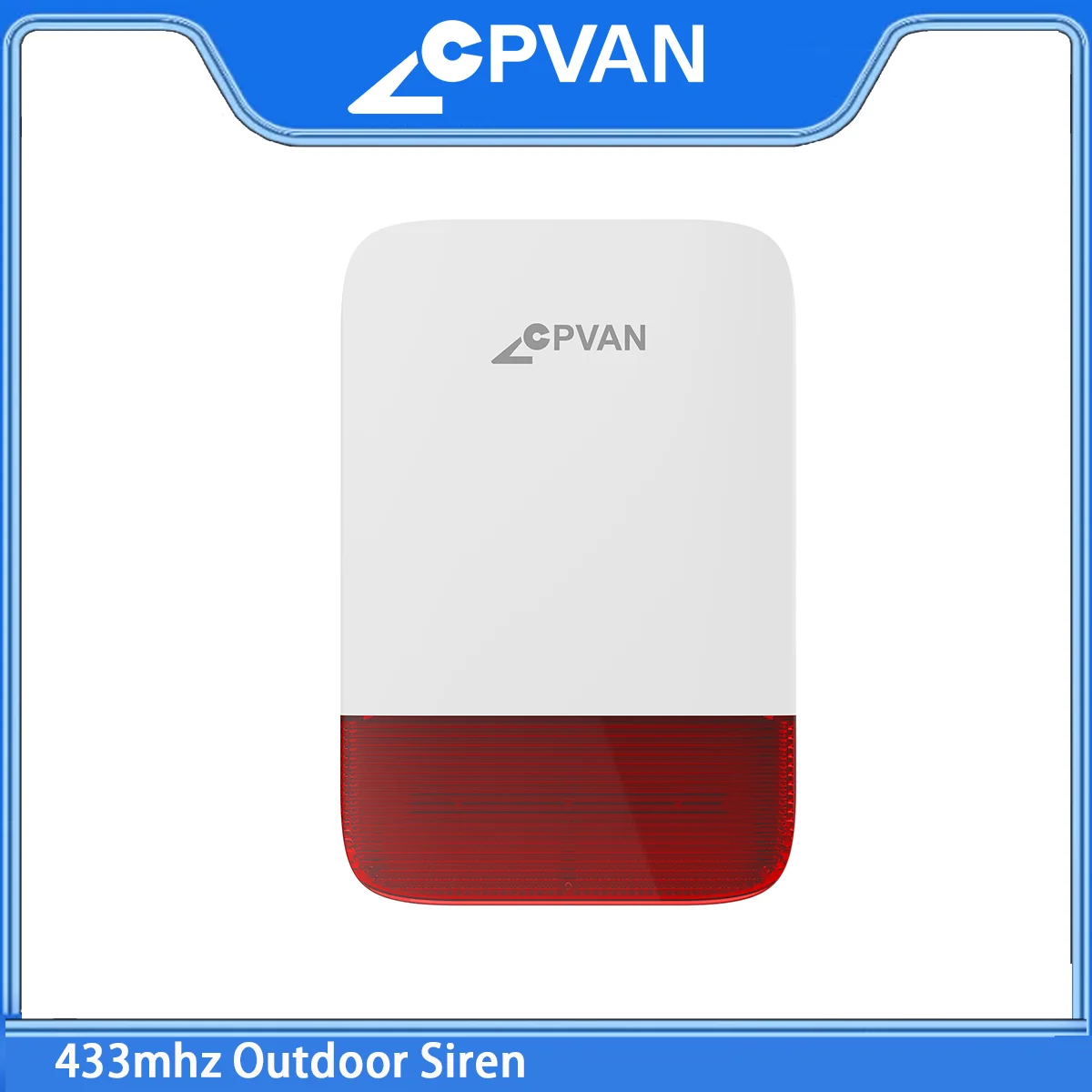 CPVAN Wireless 433MHz Outdoor Siren 120dB High Decibel Waterproof Built-in 5000mAh Battery EU Plug Alarm for Home Security Alarm