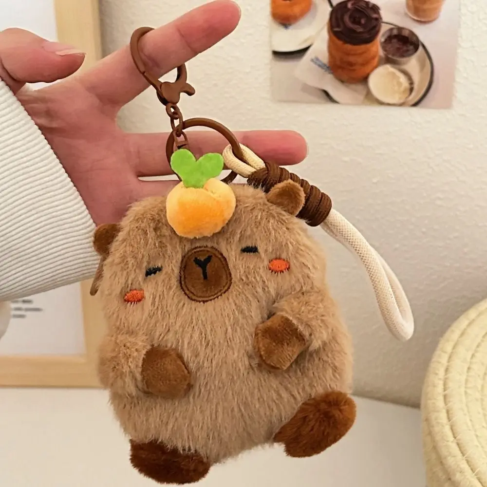 Monedero de capibara de dibujos animados divertidos, juguetes de peluche, llavero de muñeco de peluche, billetera pequeña, bolsa de conejillo de indias suave, colgante, decoración para mochila