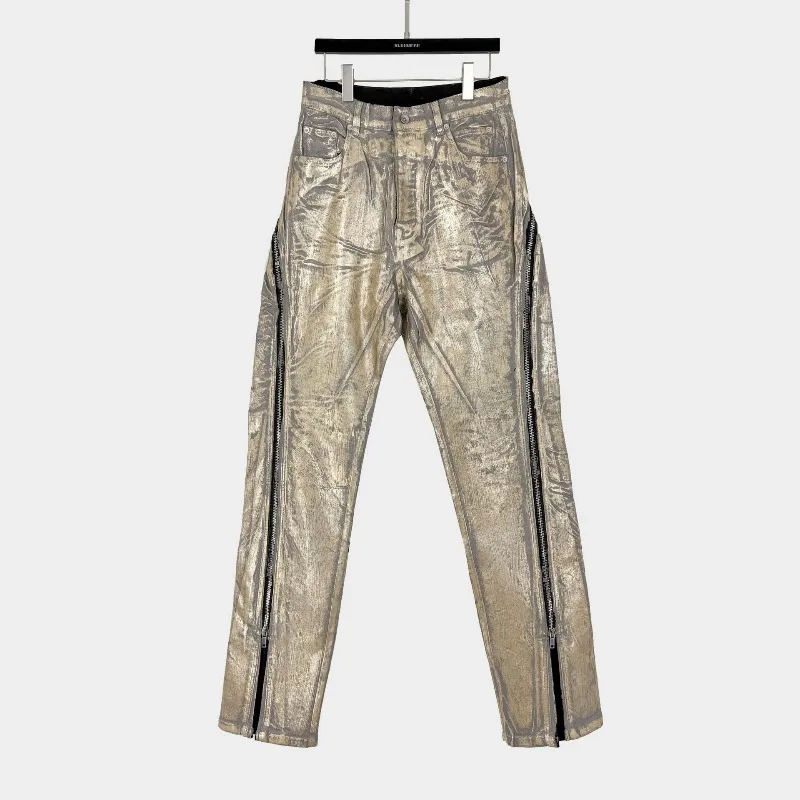 High Street Dark Gothic Style Foil-Print Jeans Men Women Casual Fashion Pants Men's Clothing Women's Clothes