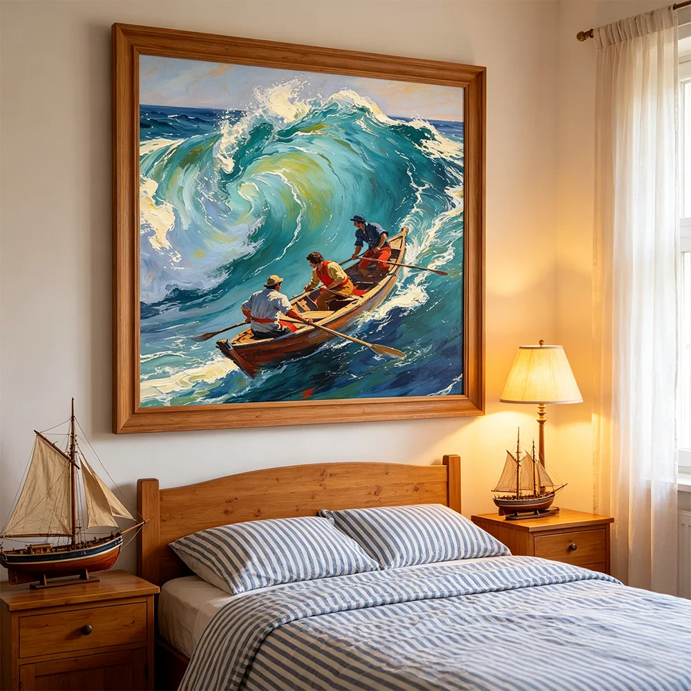Seascape Picture Print Canvas Painting Wall Art Poster Sea Wave Boat Prints Pictures for Living Room Home Decor Mural Cuadros