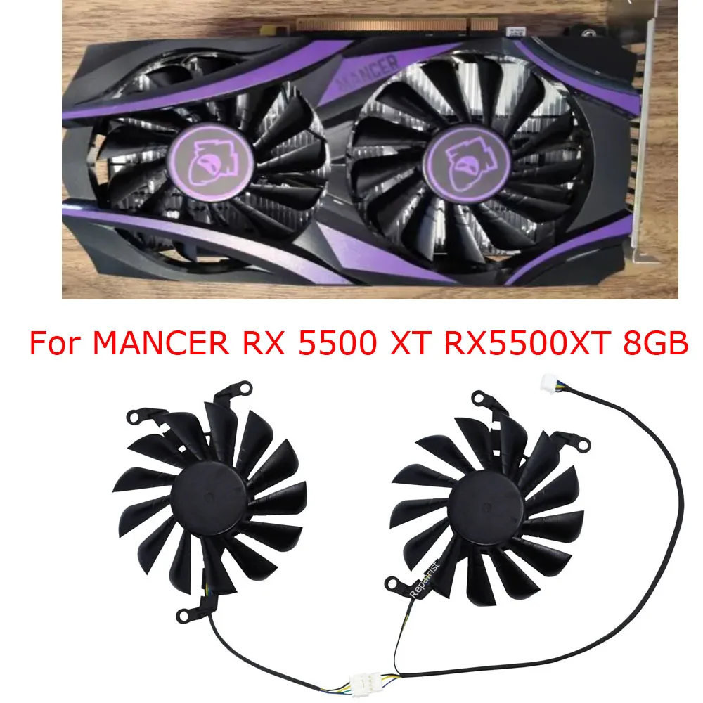 GPU Graphics Cooler Video Card Fan For MANCER RX 5500XT 5500 XT RX5500XT 8GB GDDR6,2Pcs/Set,Replace CSH9015BS