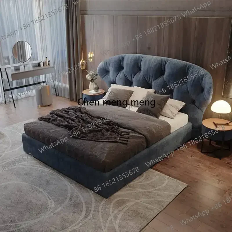X188 Postmodern Wooden Double Bed Frame Cheap Elegant Luxury Twin Queen Bed Full Size Side European Beliche Living Room Furnitur
