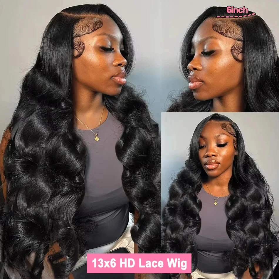 13x4 13x6 Hd Lace Frontal Wig Body Wave Transparent Lace Front Human Hair Wigs PrePlucked Water Wave Lace Front Wig For Women