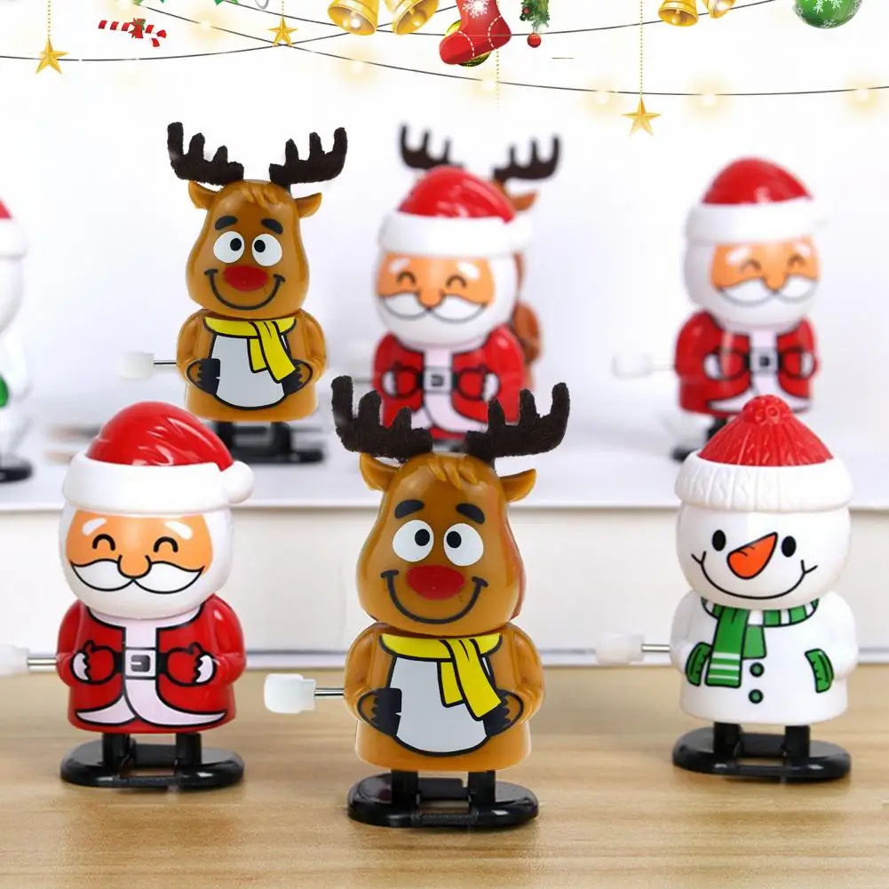 Wind-up Christmas Cat Toy Clockwork Spring Santa Claus Snowman Elk Penguin Cookie Man Walking Toy Festive Christmas Toy Favors