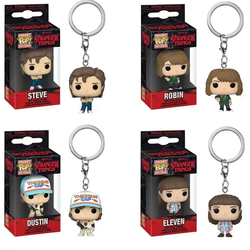Funko POP nuevo Stranger ELEVEN Demogorgon DUSTIN Barb Steve Robin llavero de juguete figura de vinilo bolsillo Pop cosas llavero modelo Juguetes