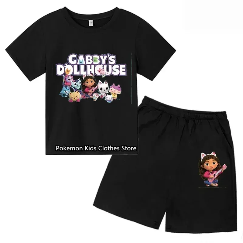 Детская футболка Gabby Cats, одежда для кукольного домика Gabbys для маленьких девочек, комплекты свитшотов с короткими рукавами для маленьких мальчиков, летняя детская одеждаx Детская футболка Gabby Cats, одежда для кукольного домика Gabbys для маленьких девочек, комплекты свитшотов с короткими рукавами для маленьких мальчиков, летняя детская одеждаx