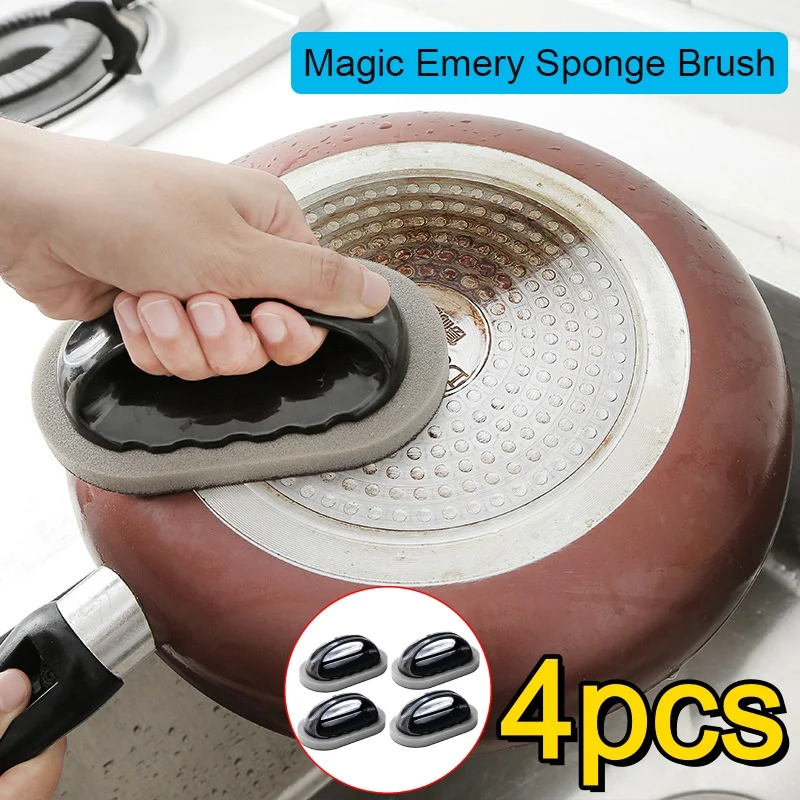 4/1PCS Magic Emery Sponge Brush Wipe Eraser Cleaner Kitchen Bath Rust Strong Decontamination Cleaning Tools With Household Tools