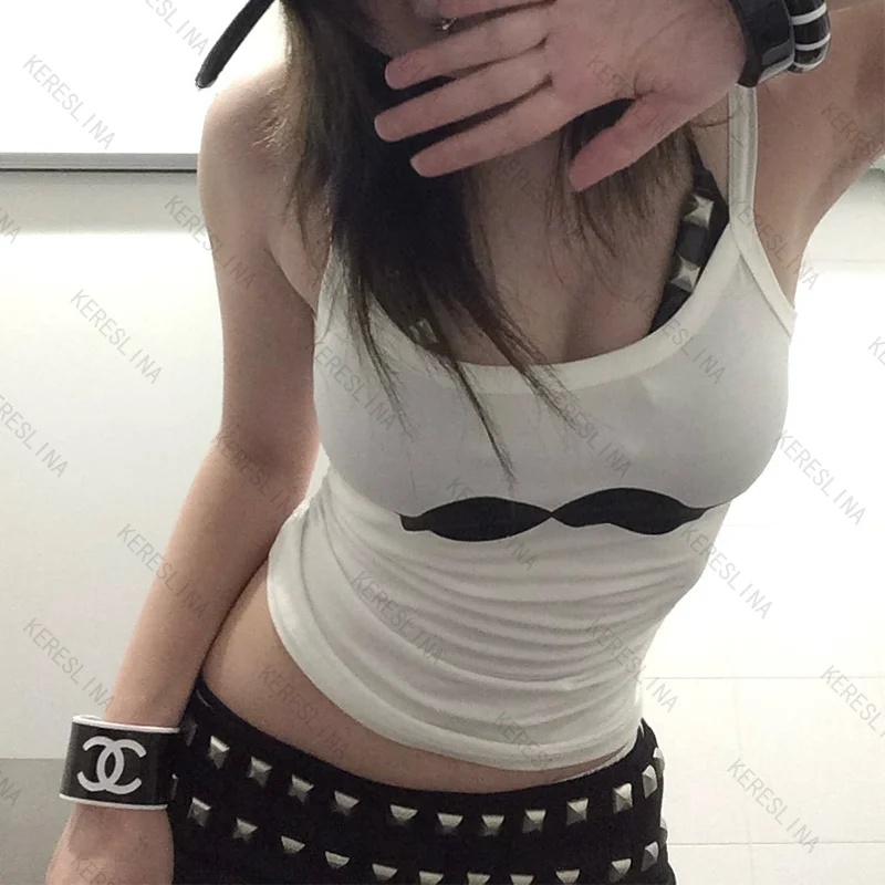 Retro early vintage casual slim fit classic popular versatile camisole top summer high street gothic hip-hop rock camisole top