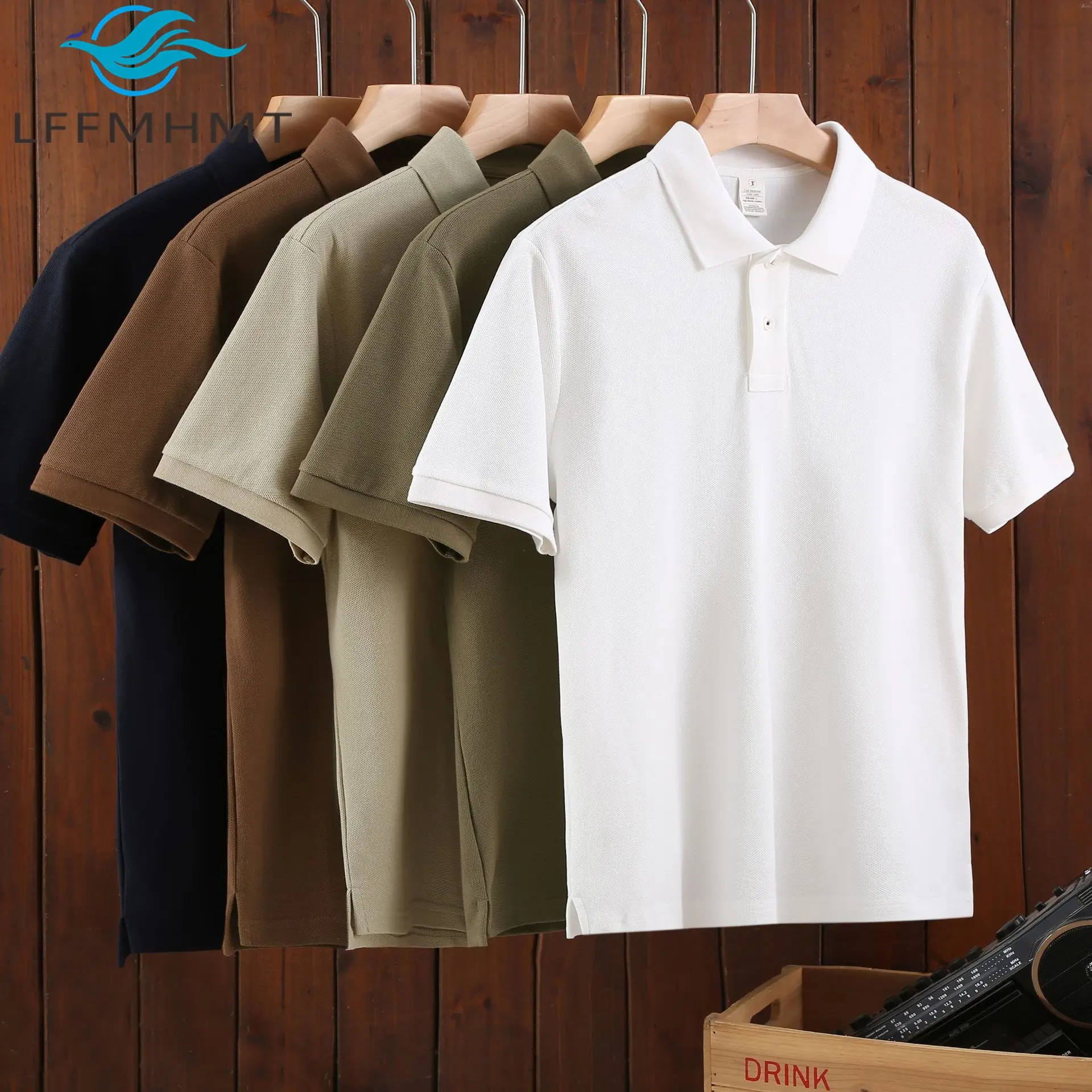 100% Cotton Good Quality Men's POLO-shirt Summer Fashion Heavyweight Solid Color Simple Basic Business Casual Pullover Tees
