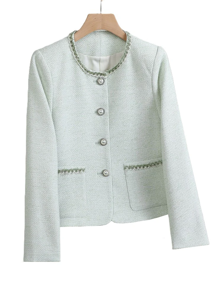 

Элегантный женский блейзер: зеленый, фиолетовый, серый, с круглым вырезом, повседневная куртка для женщин