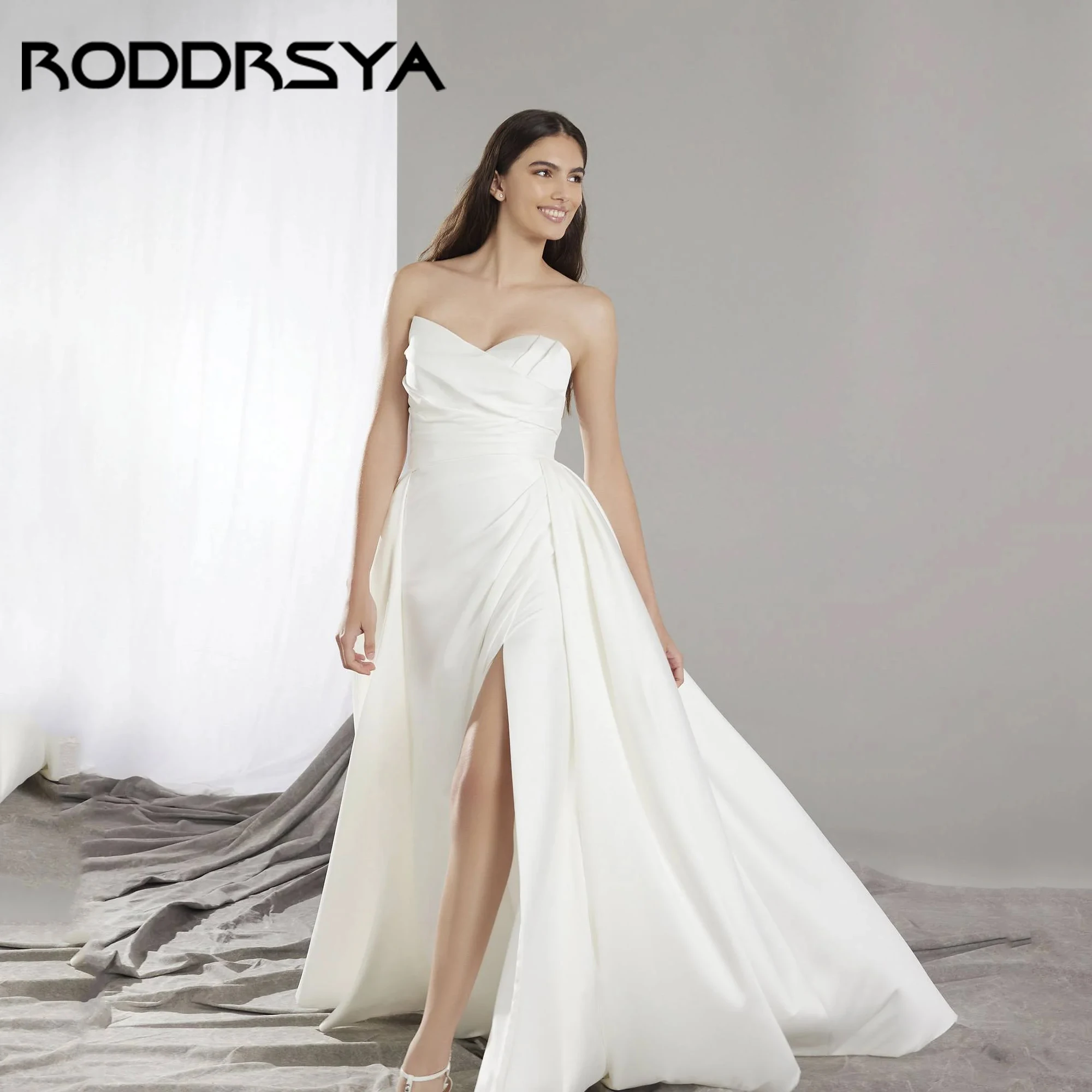 

Luxury Sweetheart Wedding Dresses For Women Sleeveless Backless Wedding Gowns Satin A-Line Vestidos De Novia 2025 Customized