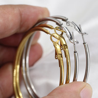 HNSP Stainless Steel Hoop Earrings For Women Ear Jewelry Accessories Big Circle 40MM-50MM Ring Earring