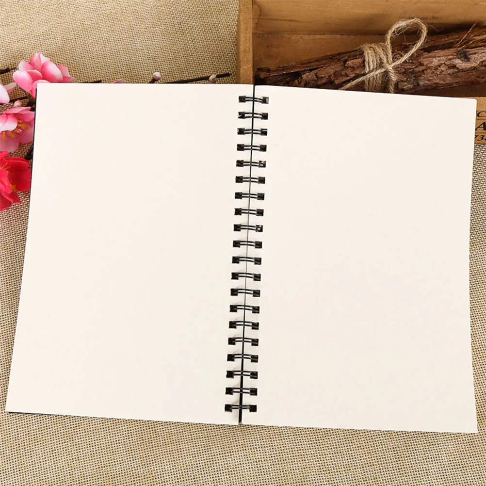

2pcs Vintage Spiral Notebook Hardcover Blank Sketchbook For Painting Drawing Students Outdoor Sketching Writing Book Art
