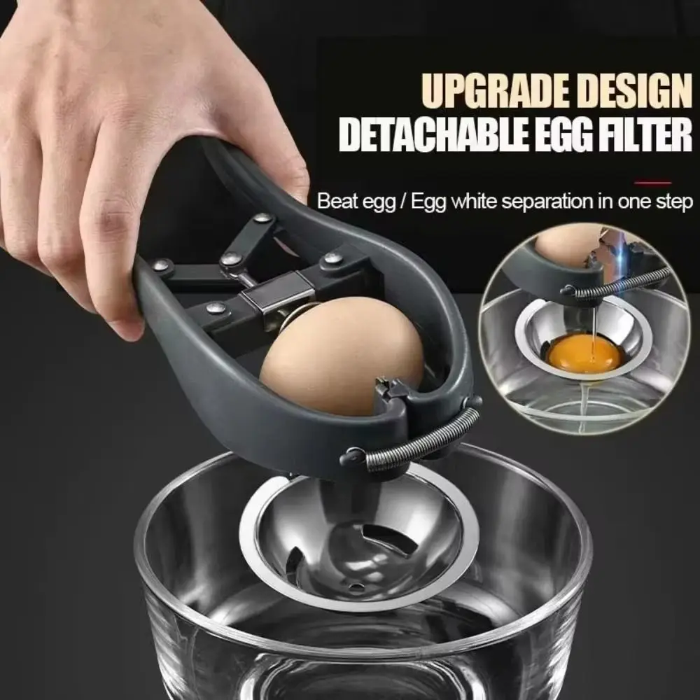 Effortless Manual Egg Opener 3 in 1 Quick Release Egg Separator Eggshell Cracker 304 Stainless Steel Egg Stripper Baking Tool