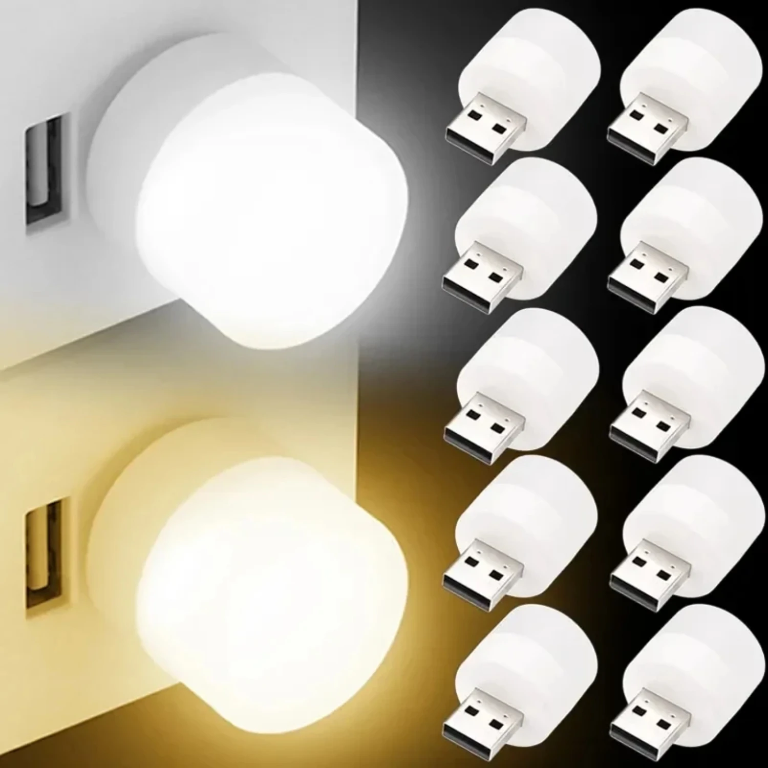 Mini USB Night Lights LED Warm White Eye Protection Book Reading Light USB PC Mobile Power Plug Charging Lamps Wholesale