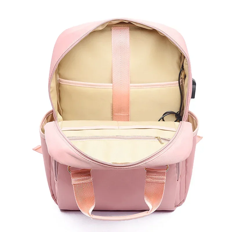 Women Men Commuting Backpack USB Charging Waterproof Luxury Oxford Students School Books Laptop Bag Girls Cute Travel Backpacks