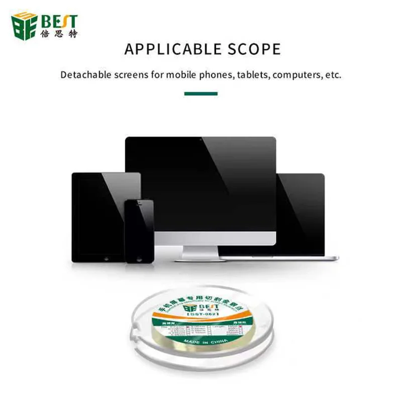Fil BST-062 de séparation de diamant de 100M spécifiquement pour l'écran de téléphone portable avec de divers diamètres ligne de coupe d'écran