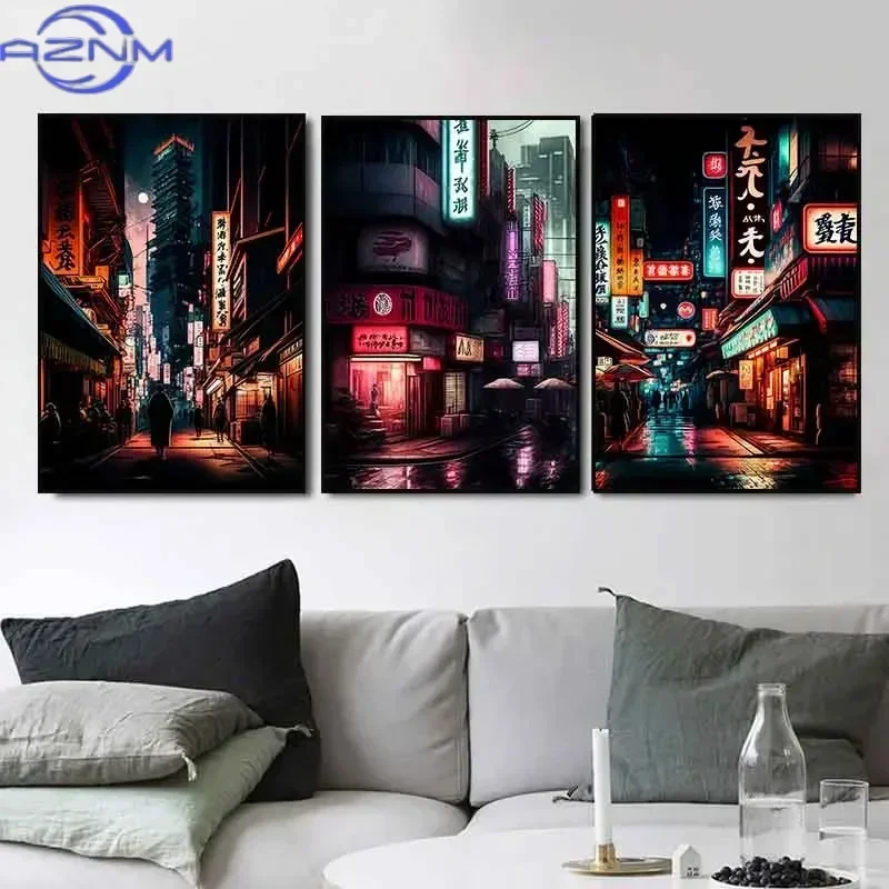 Pósteres de paisajes urbanos de Tokio, Japón, estética, paisaje natural, cómics de anime, arte de pared, impresión en lienzo, decoración del hogar