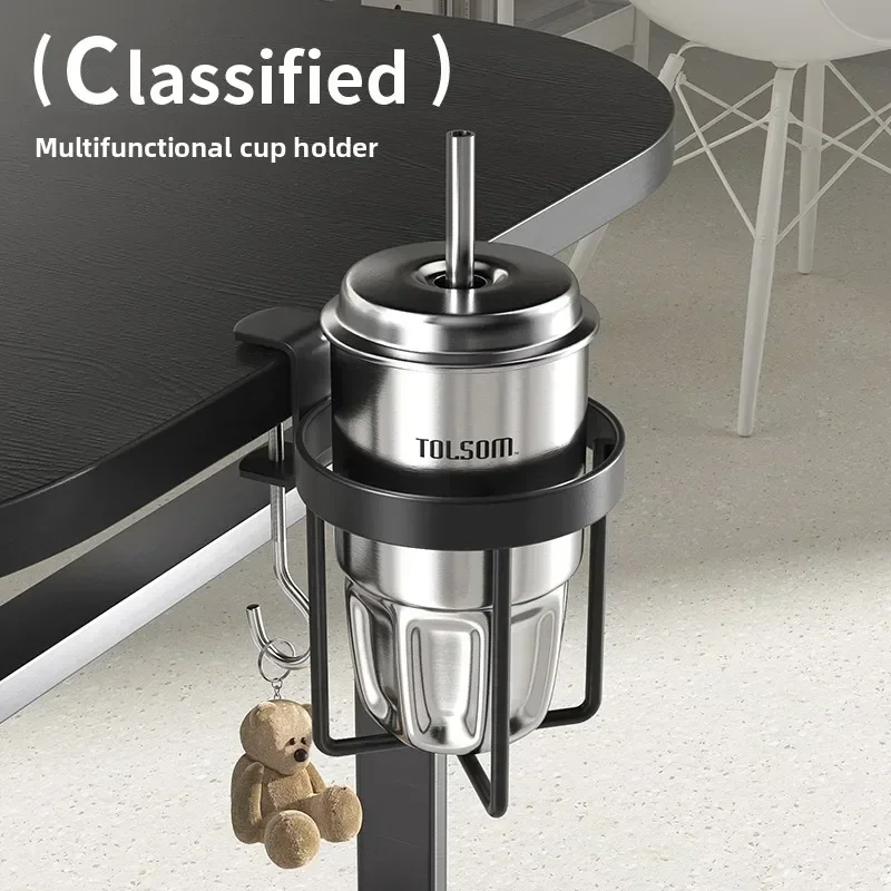 Desktop Cup Holder with Hook Tableside Teacup Fixing Clip for Easy Beverage Organization No Damage Twist Knob Installation