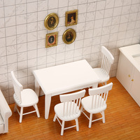 Miniature Dollhouse Furniture Wooden Dining Table And Chair 1/12 Micro House Classic Decoration Doll Accessories DIY Gift