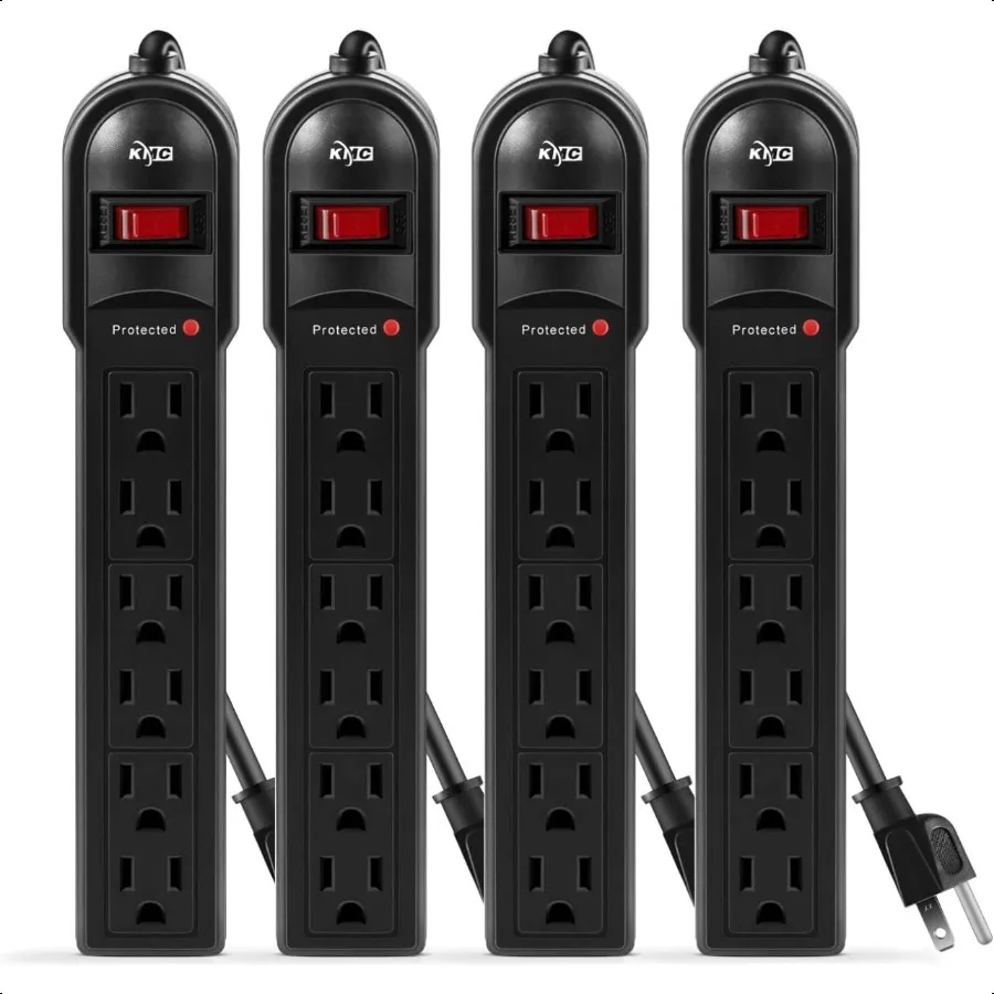 

KMC 6-разъемный сетевой фильтр, удлинитель, 4 шт., защита от перегрузки, шнур длиной 2 фута, 600 соединений