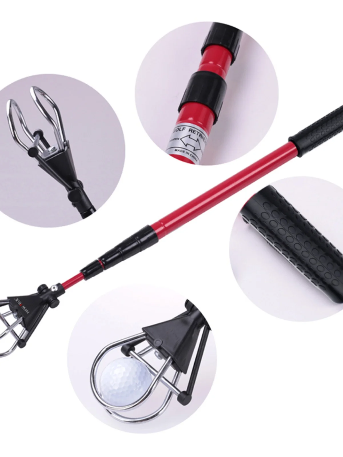 أداة التقاط كرات الجولف من الألومنيوم قابلة للتعديل الطول بثلاثة أو أربعة أو خمسة أو ستة أقسام قابلة للتمديد لرياضات الجولف