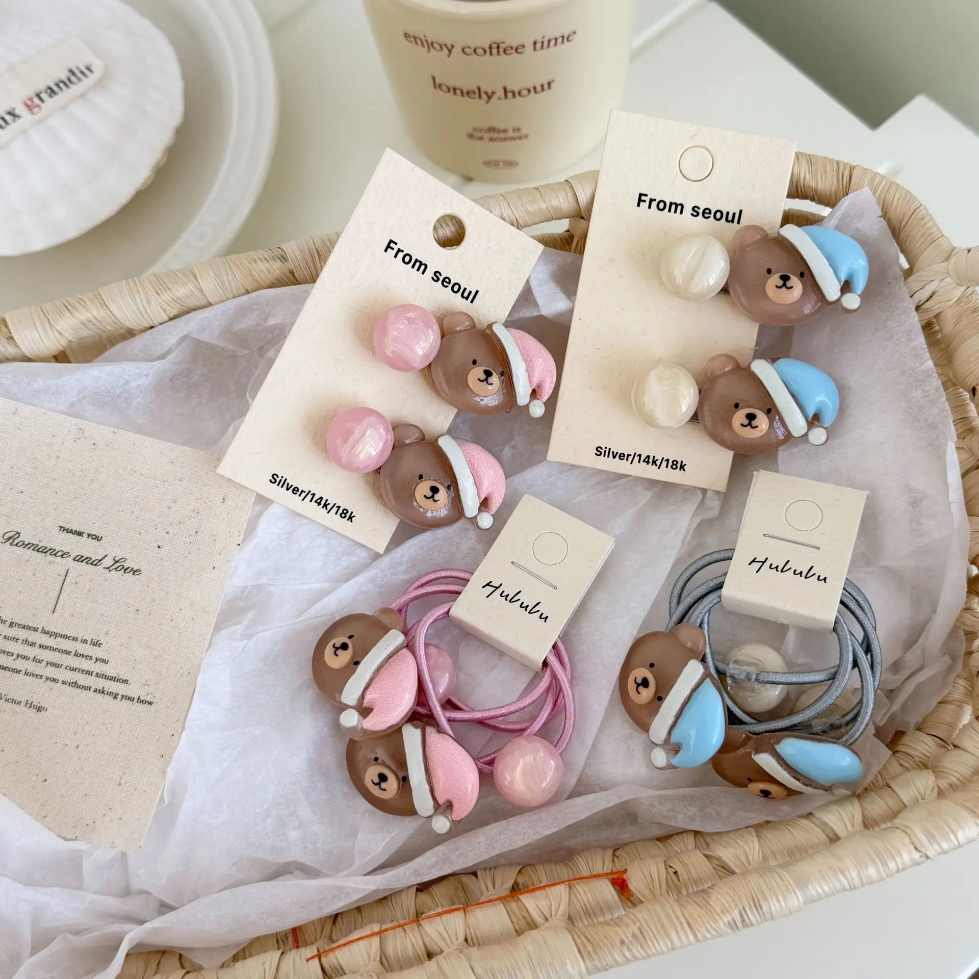 

Premium Plush Bear with Sleep Cap Hair Claw Clip and Elastic Hair Band Cute Age Defying Daily Styling for Women