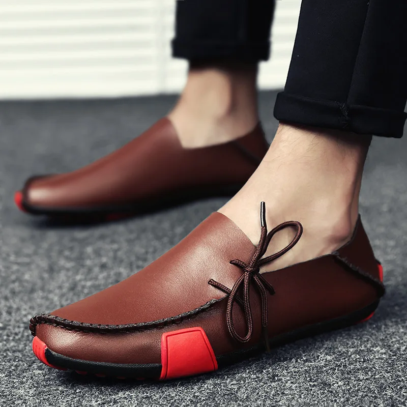 Men Shoes Brand Fashion Handmade Shoes Male Leather Casual Shoes Driving Moccasin Soft Comfortable Luxury Sneakers Men Flats