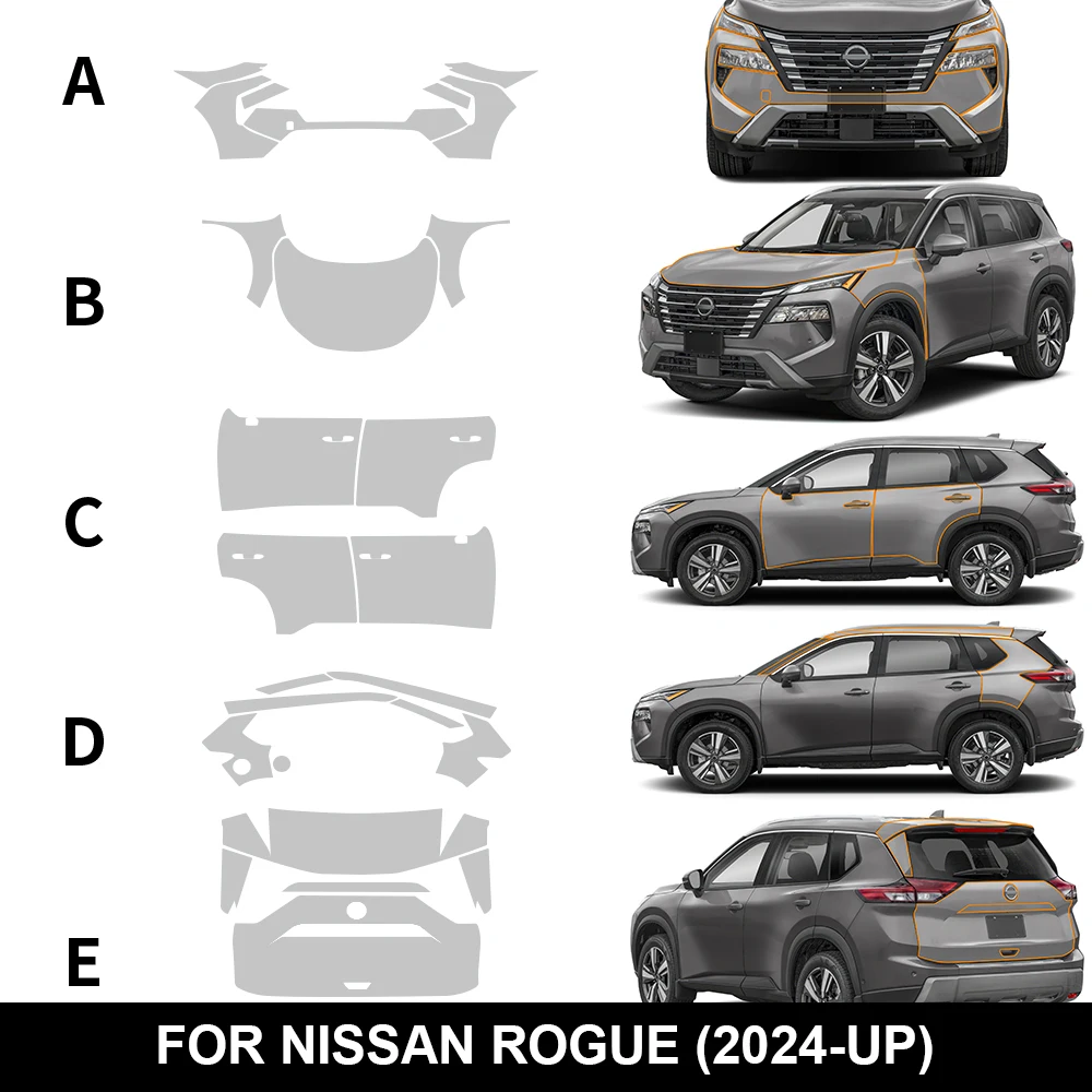 8.5Mil TPU Scratch-resistant Car Paint Protection Film For NISSAN ROGUE 2024-2025 Car Body Transparent Bra Per-cut PPF Kit