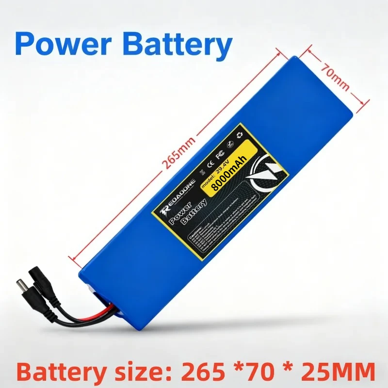 

High Capacity 24V 8Ah Rechargeable Battery 7S2P Li-ion with BMS Shock-Resistant Cotton for Scooter Unicycle