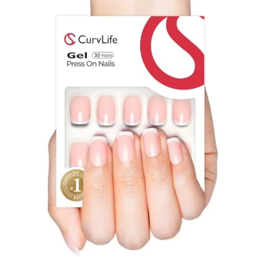 

Soft Gel Press On Nails for Daily Wear and Special Occasions French Short Style Full Cover Design with Adhesive Tabs and Glue R