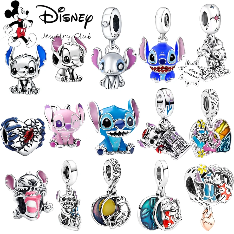 MINISO europeo DIY hacer Disney Lilo & Stitch Angel cuelga el abalorio compatible con pulsera de plata 925 Original DIY regalo de joyería para mujer