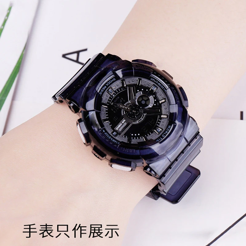 Para Casio BABY-G BA110 BA120 BA130 BA140, carcasa transparente de repuesto, correa de resina de silicona, accesorios de reloj de moda para mujer, DIY.