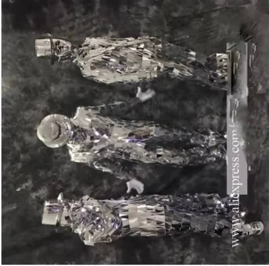 

Nightclub Clothing Party Stage Performance DJ Singer Clothes Catwalk Shows Men Silver Mirror Ballroom Costume Mirror Man Suit