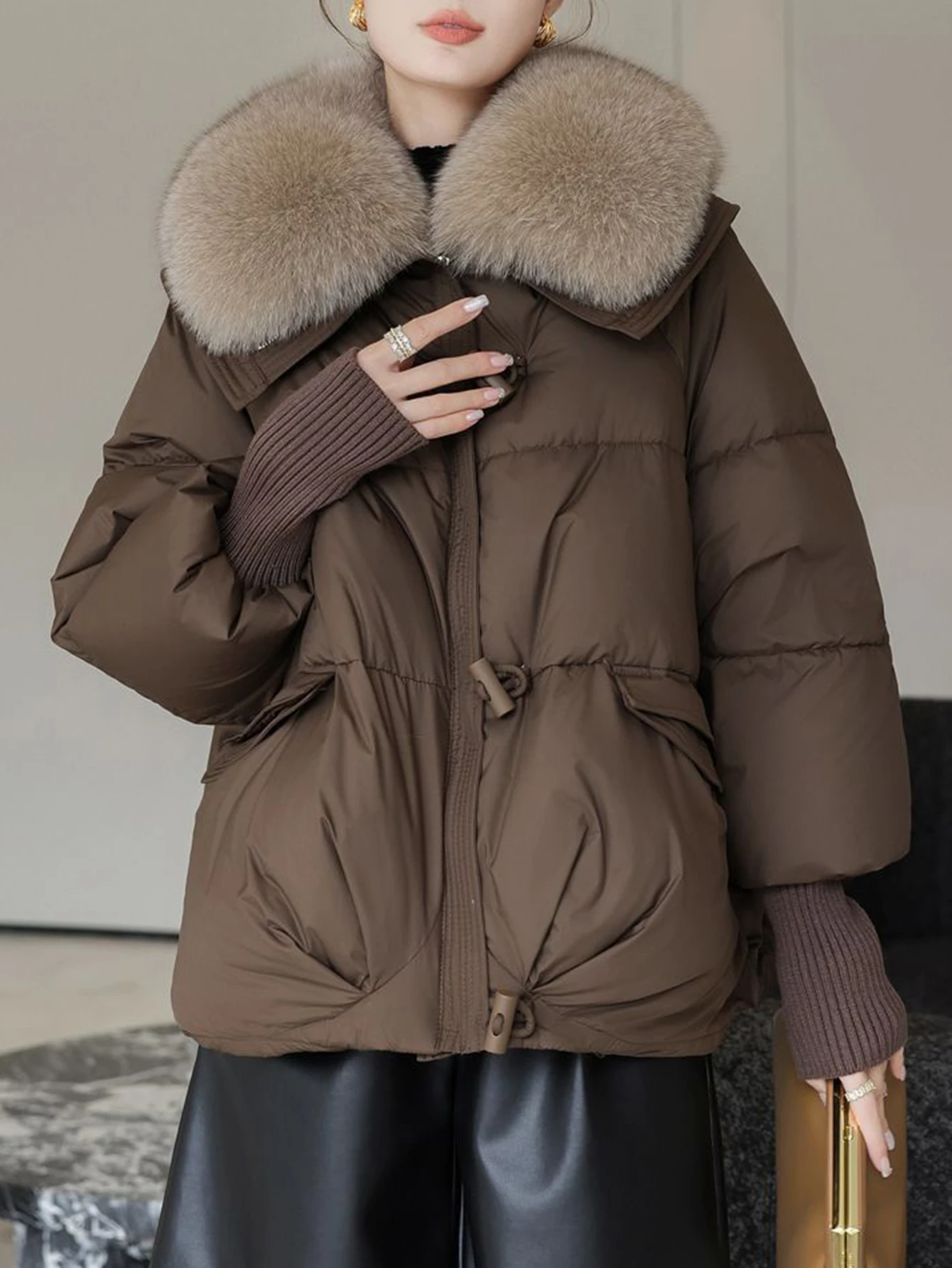 

UNIKTEE женское пуховое пальто с длинными рукавами и лацканами, осенне-зимняя уличная одежда, французская однотонная хлопковая верхняя одежда обычного кроя