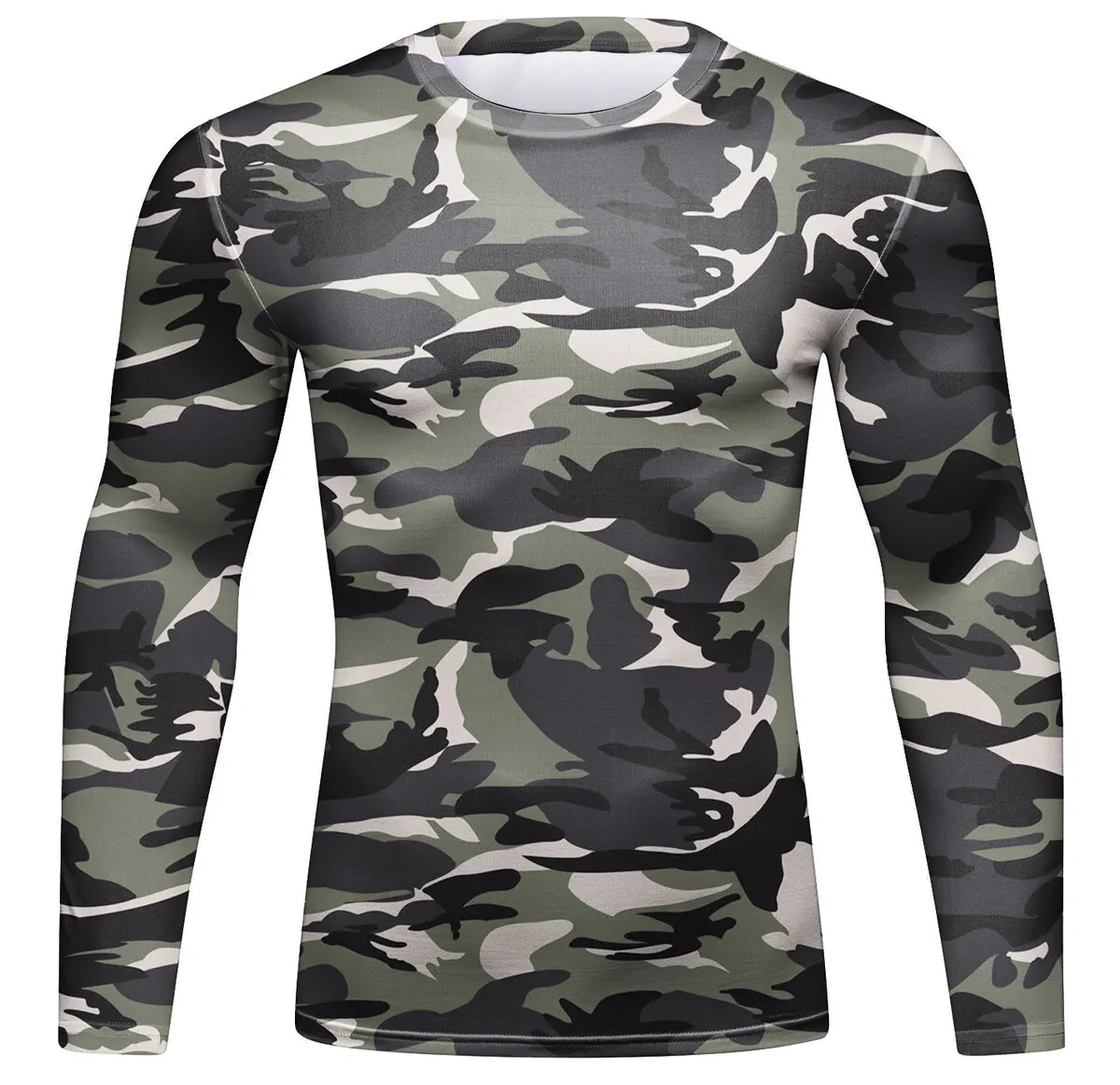 

Men's Stretch Muscle Shirt Camouflage Long Sleeve Athletic Shirts Tees Fitness Camo T-Shirts Athletic Workout Shirt（22462）