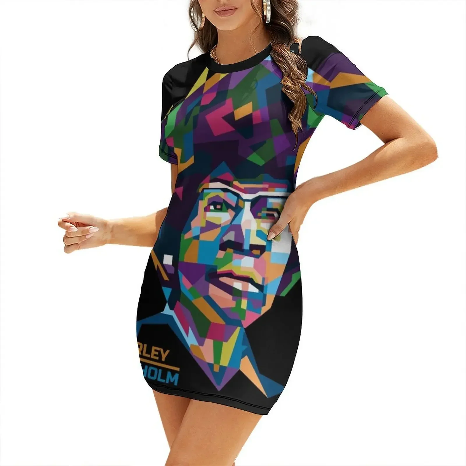 

Abstract Pop Art Shirley Chisholm Short-Sleeved Dress dresses with long sleeves Woman's evening dress