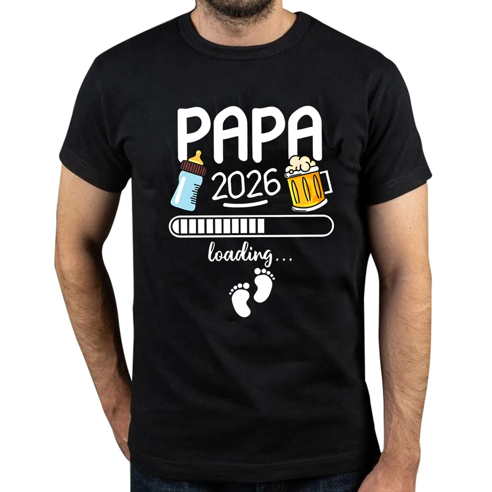 Papa 2026 T Shirt Future Dad French Texts Beer Lovers Father's Day Gift Men Clothing Soft T-shirt Pregnancy Announcement Tshirt