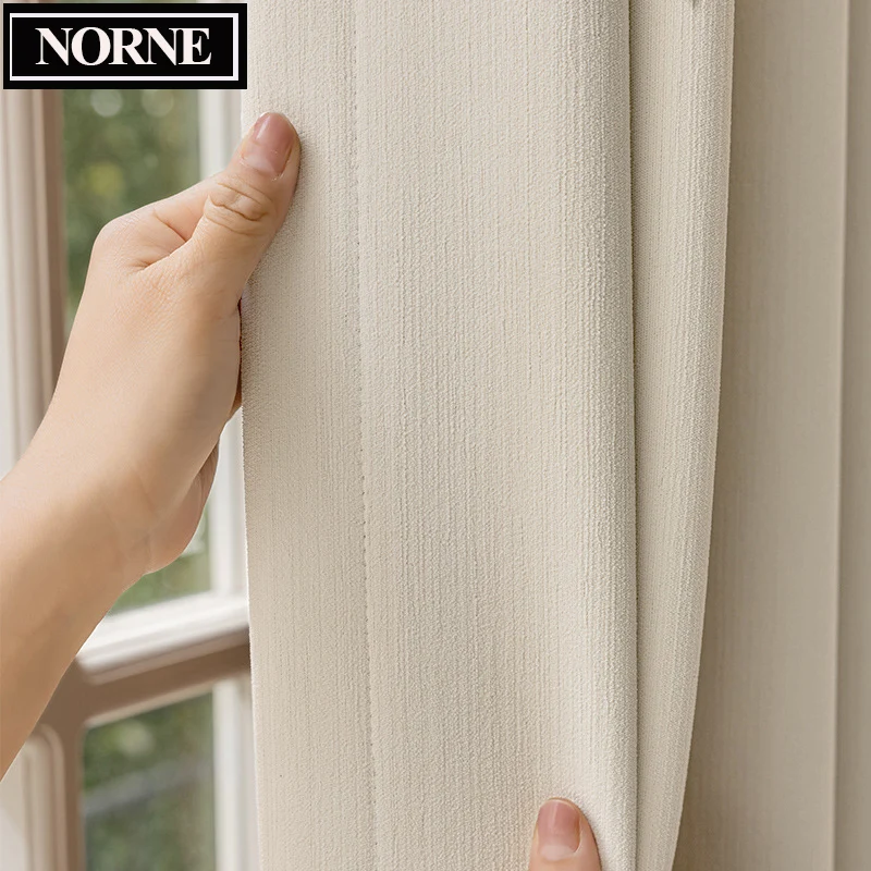 

NORNE-Imitation Cashmere Solid Chenille Blackout Curtain for Bedroom, Living Room, Insulating Window Panel, Drapes