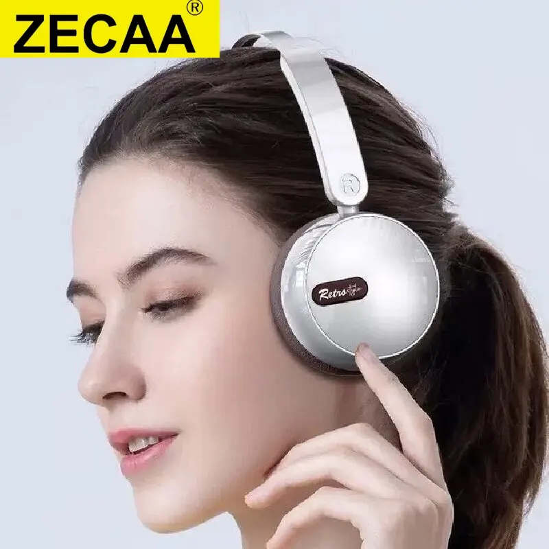 

ZECAA Foldable Metal ANC Retro Bluetooth Wireless Bass Headphone 5.4 Head On Earphones Video Game ANC Bass Headphone